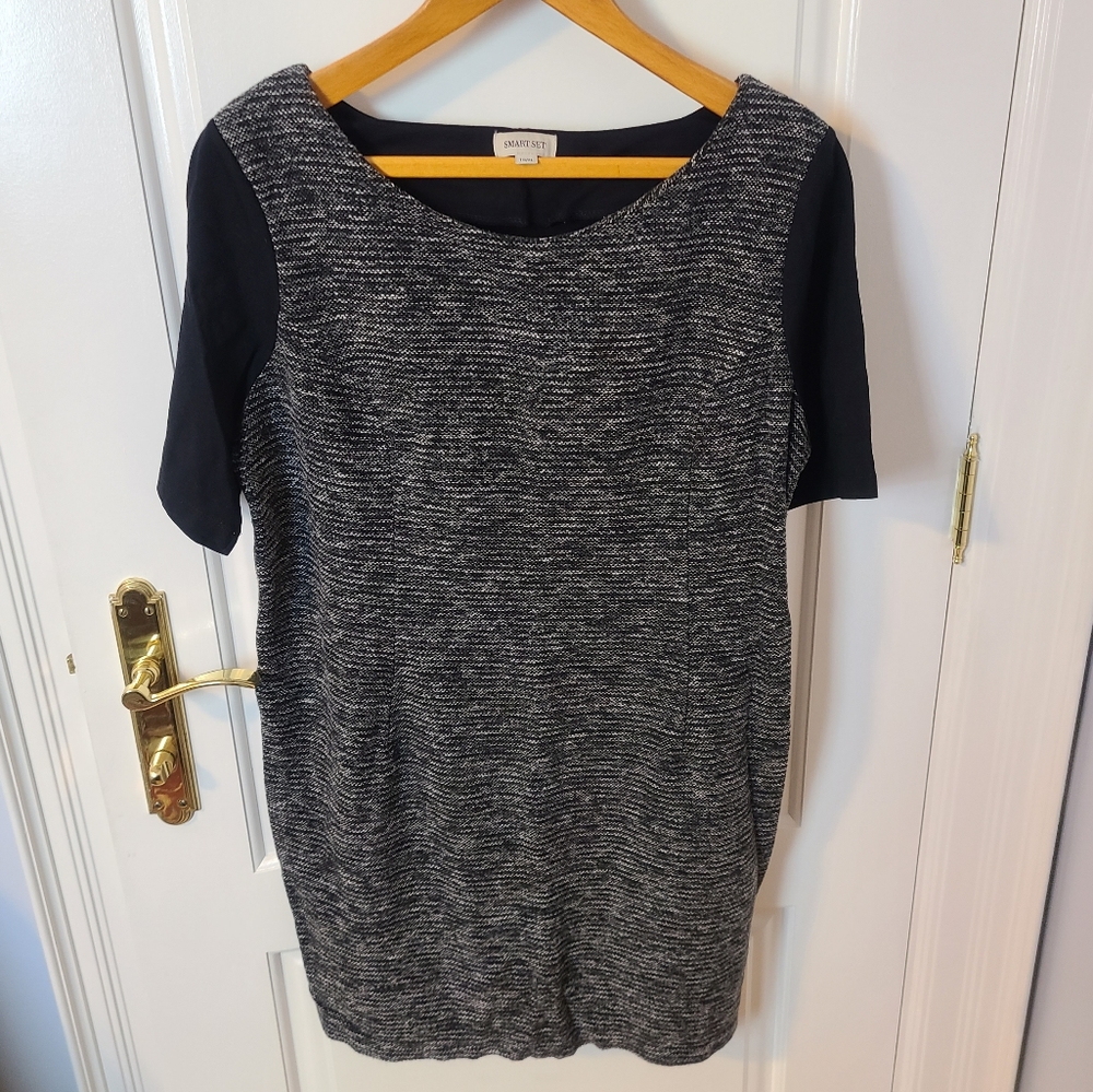 Smart Set Short Sleeve Dress Officewear in Black and Grey Size XL